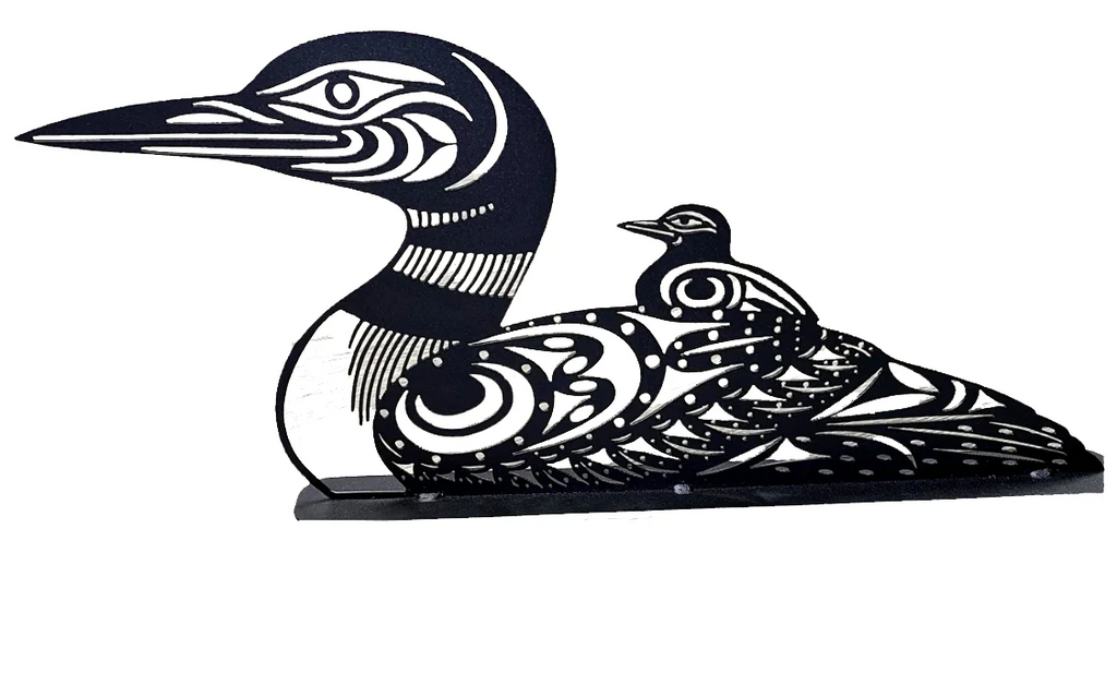 First Nations Loon and Baby Standing