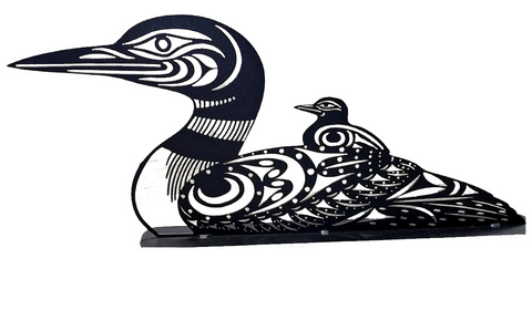 First Nations Loon and Baby Standing