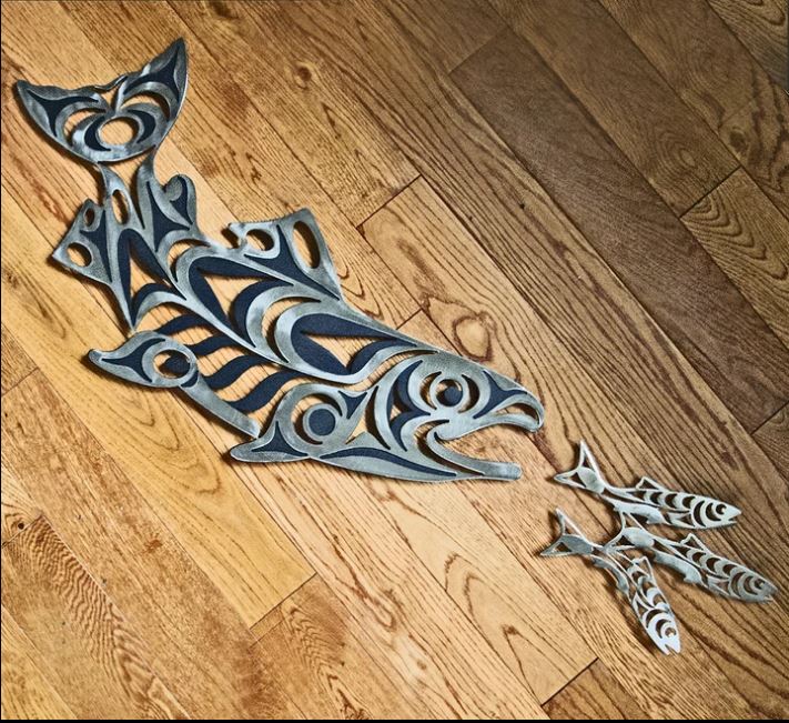 First Nations Salmon and Herring Wall Hanging