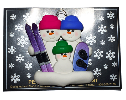 Daria Done Ems - Ski/Snowboard Family of 3 - Ornaments - The Cuckoo's Nest
