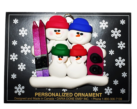 Daria Done Ems - Ski/Snowboard Family of 4 - Ornaments - The Cuckoo's Nest