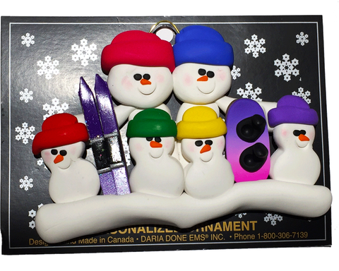 Daria Done Ems - Ski/Snowboard Family of 6 - Ornaments - The Cuckoo's Nest