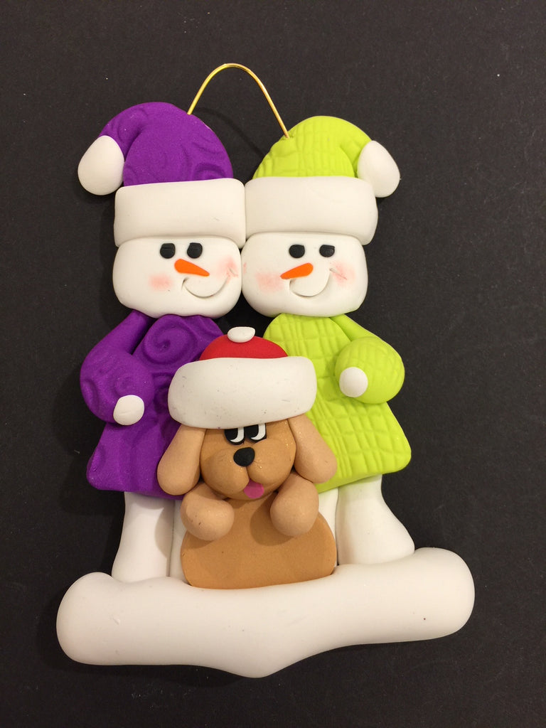 Couple with Beige Dog Ornament