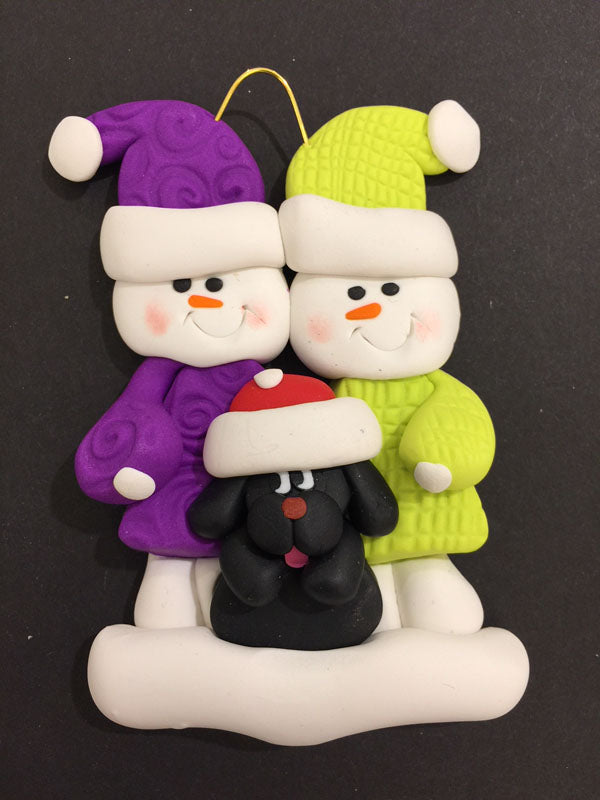 Couple With Black Dog Ornament