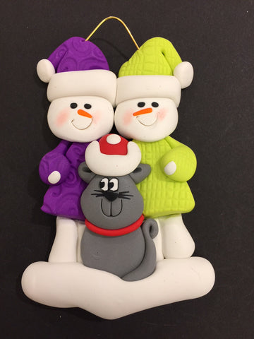 Couple with Grey Cat Ornament