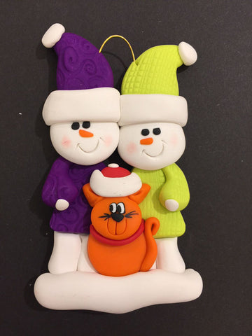 Couple with Orange Cat Ornament