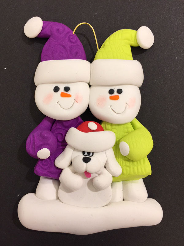Couple with White Dog Ornament