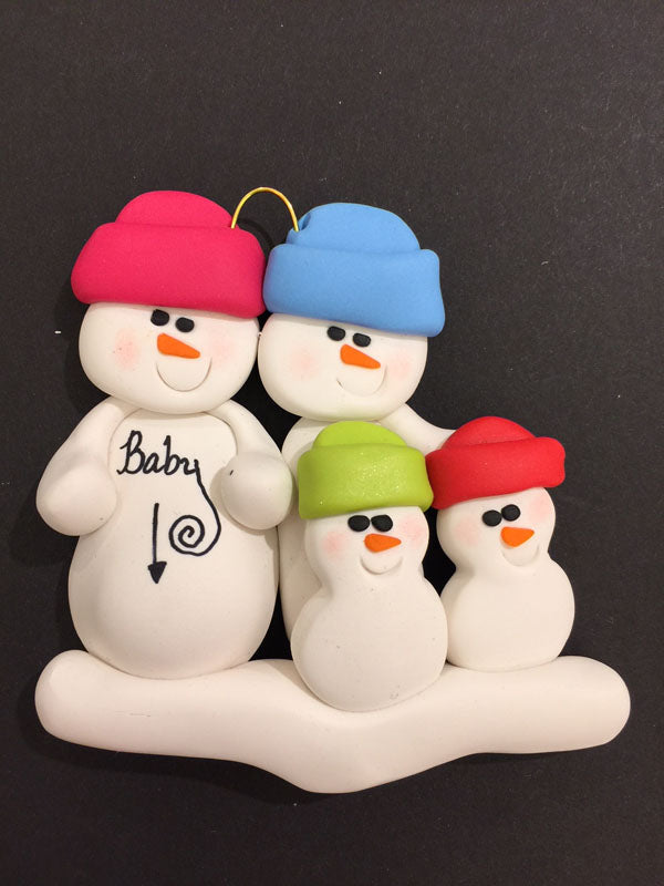 Expecting Couple with 2 Children Ornament
