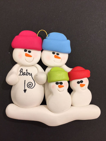 Expecting Couple with 2 Children Ornament