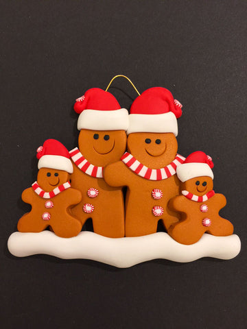 Ginger Bread Family of 4 Ornament