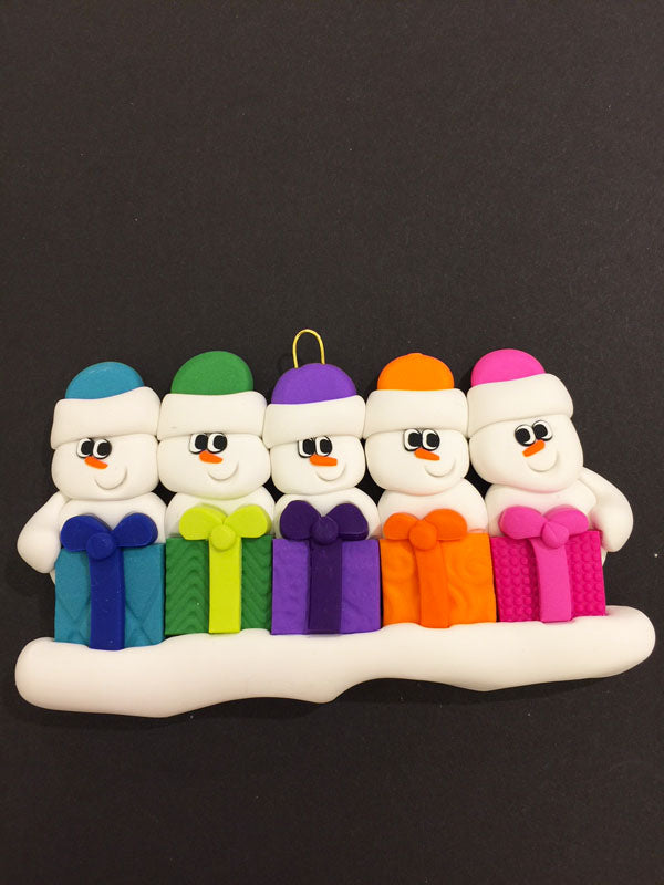 Present Family of 5 Ornament
